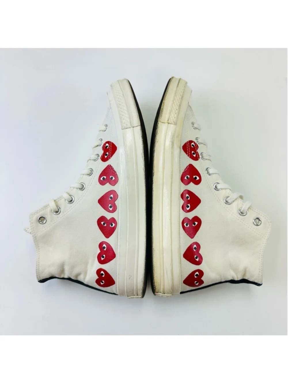 COMME DE garçon Converse Chuck Taylor hi-top Sneakers Mens Multi Hearts Size 10 - Picture 6 of 15